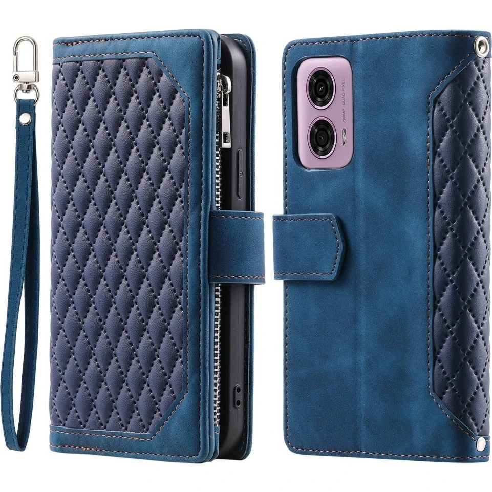 SKALO Motorola Moto E14 4G Wallet Flip Cover - Blå