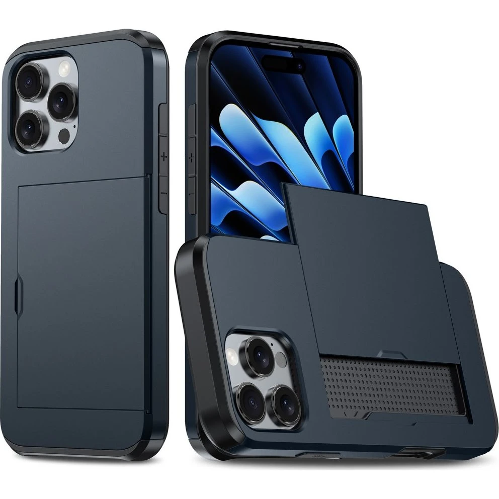 SKALO iPhone 16 Pro Max Armor Cover med kortholder - Blå