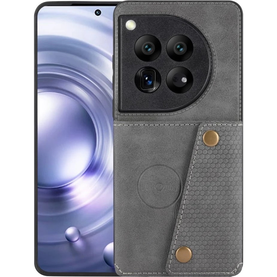 SKALO OnePlus 12 5G PU-læder Cover med Pung - Grå