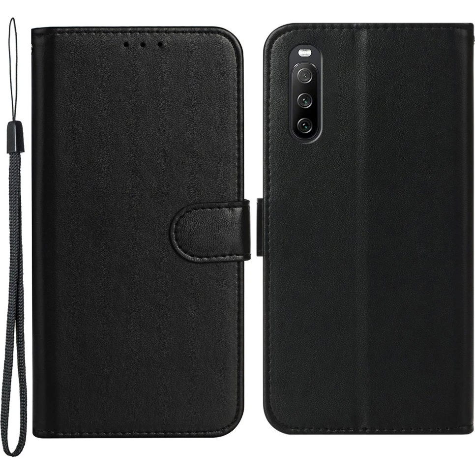 SKALO Sony Xperia 10 V Flip Cover med pung i sort PU-læder
