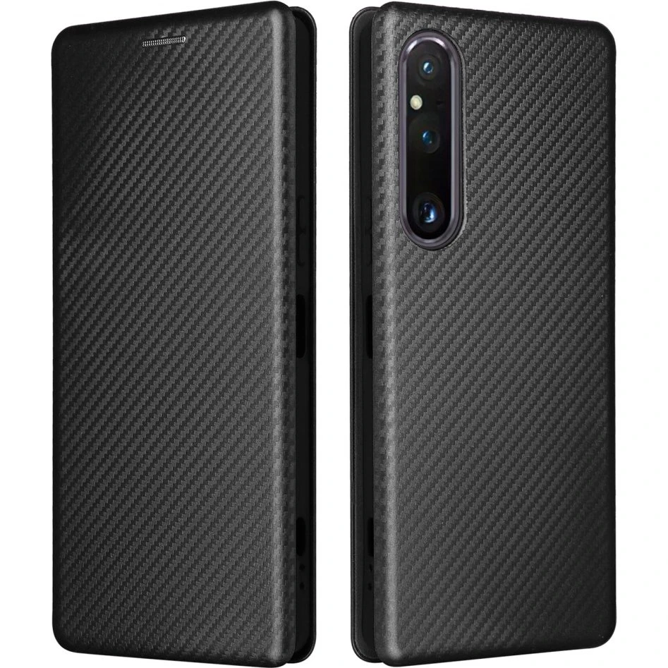 SKALO Sony Xperia 1 V Carbon Fiber Pungetui - Sort