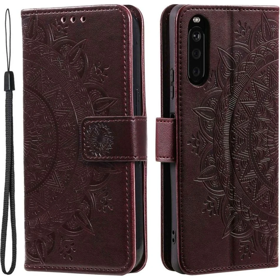 SKALO Sony Xperia 10 V Mandala Flip Cover - Brun
