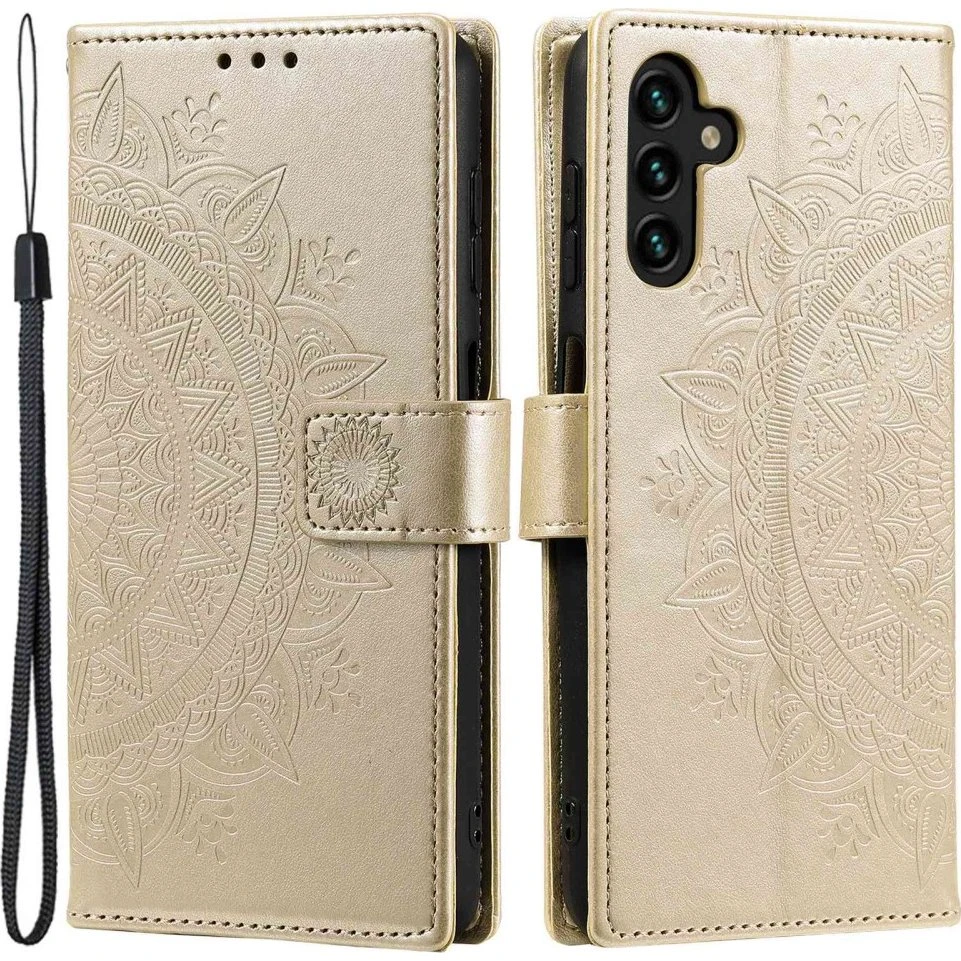 SKALO Samsung A54 5G Mandala Flip Cover - Guld