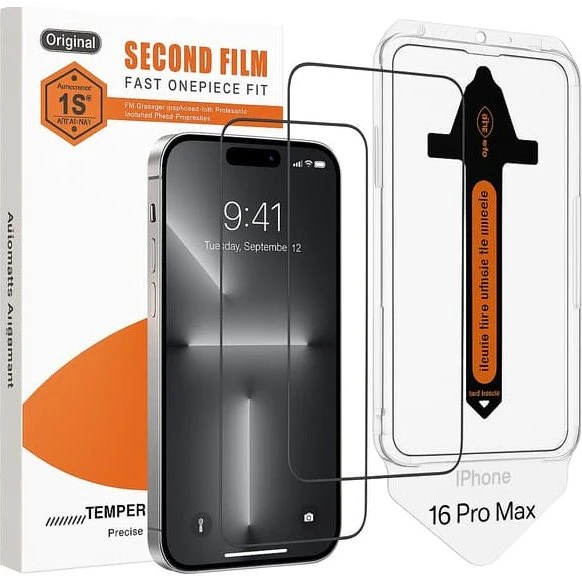 2-Pack Skærmbeskyttelse til iPhone 16 Pro Max med monteringsramme