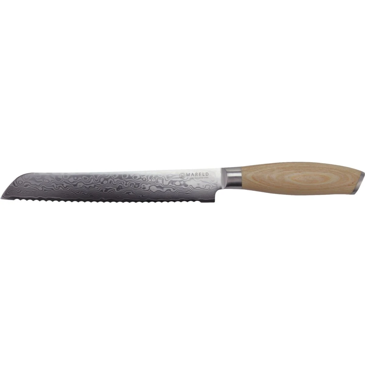 Mareld Akio brødkniv, 20 cm - Japansk damaskstål