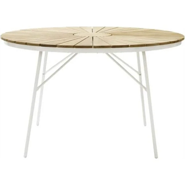 Cinas Ellen havebord Ø110 cm hvid/teak