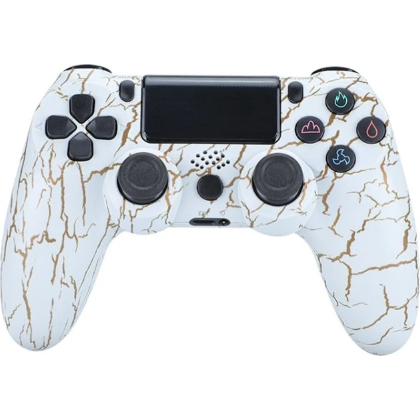 Trådløs PS4-controller med højttaler og headsetstik - Hvid revne