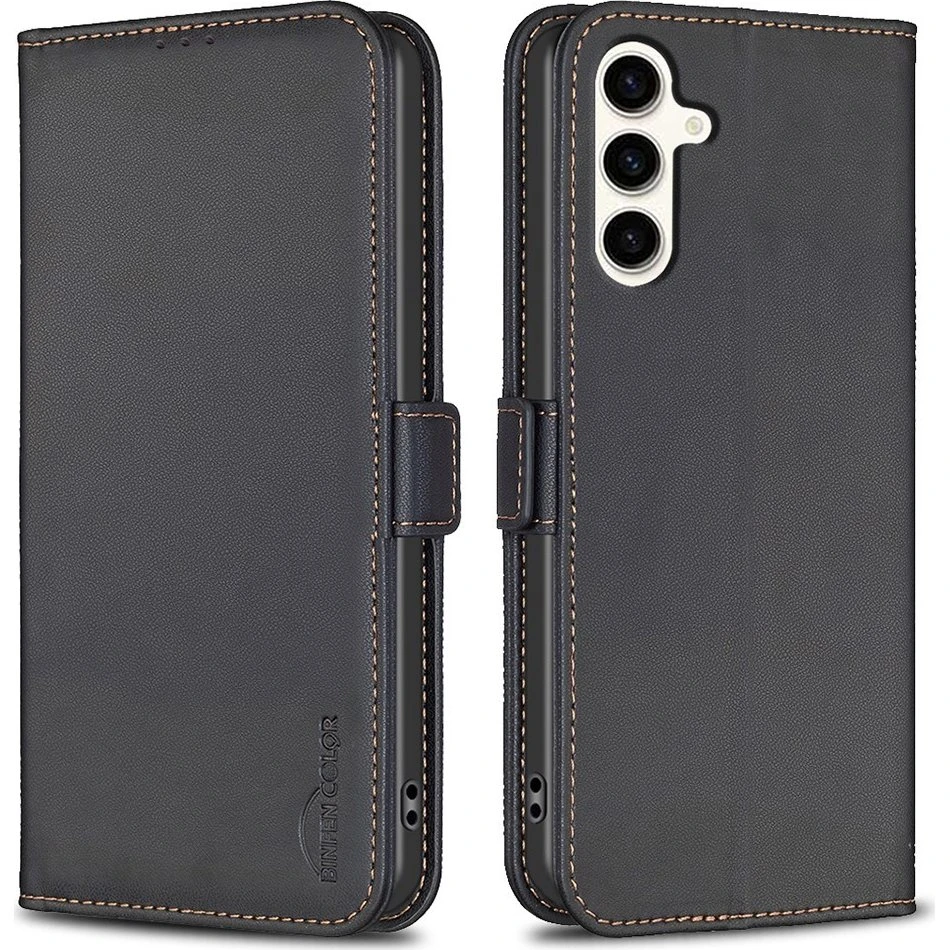 BINFEN Cover til Samsung Galaxy S24 FE - Sort Læderetui med Kortholder