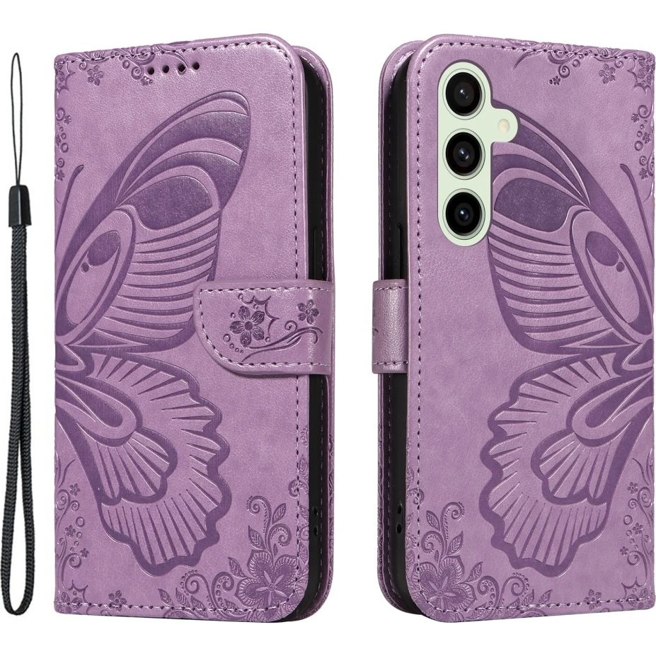 Samsung Galaxy S24 FE Etui med Sommerfuglemønster & Tegnebog