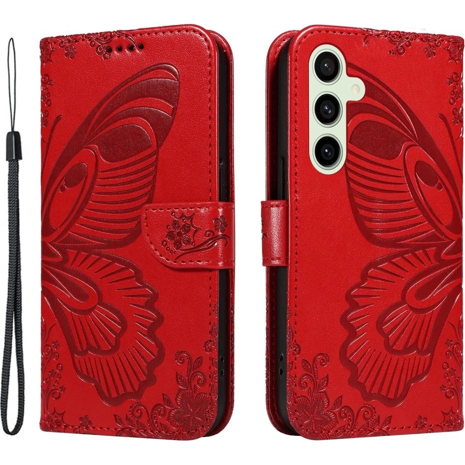 Samsung Galaxy S24 FE Etui med Sommerfuglemønster & Tegnebog