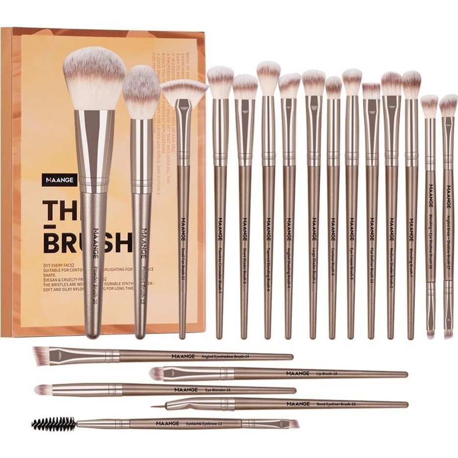 MAANGE 20 stk. Makeupbørster i bløde fibre
