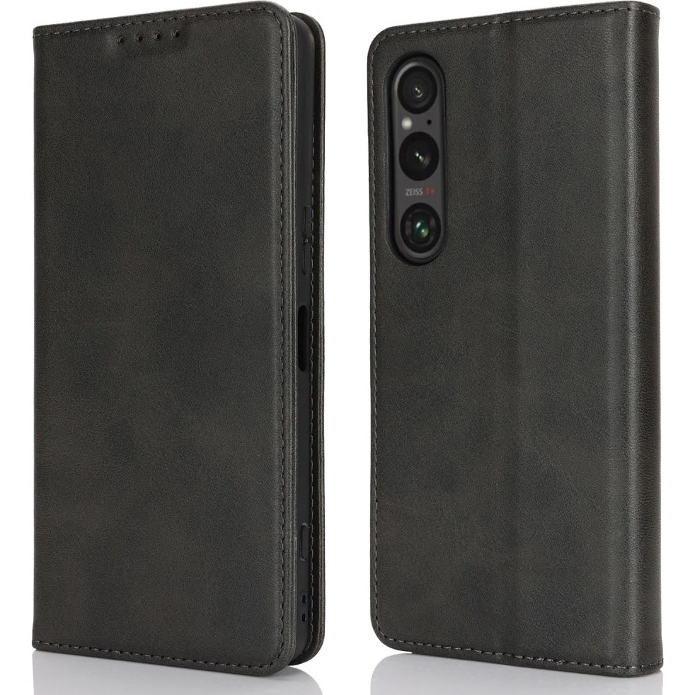 Sony Xperia 1 VI Cover Pung i ægte læder - Sort