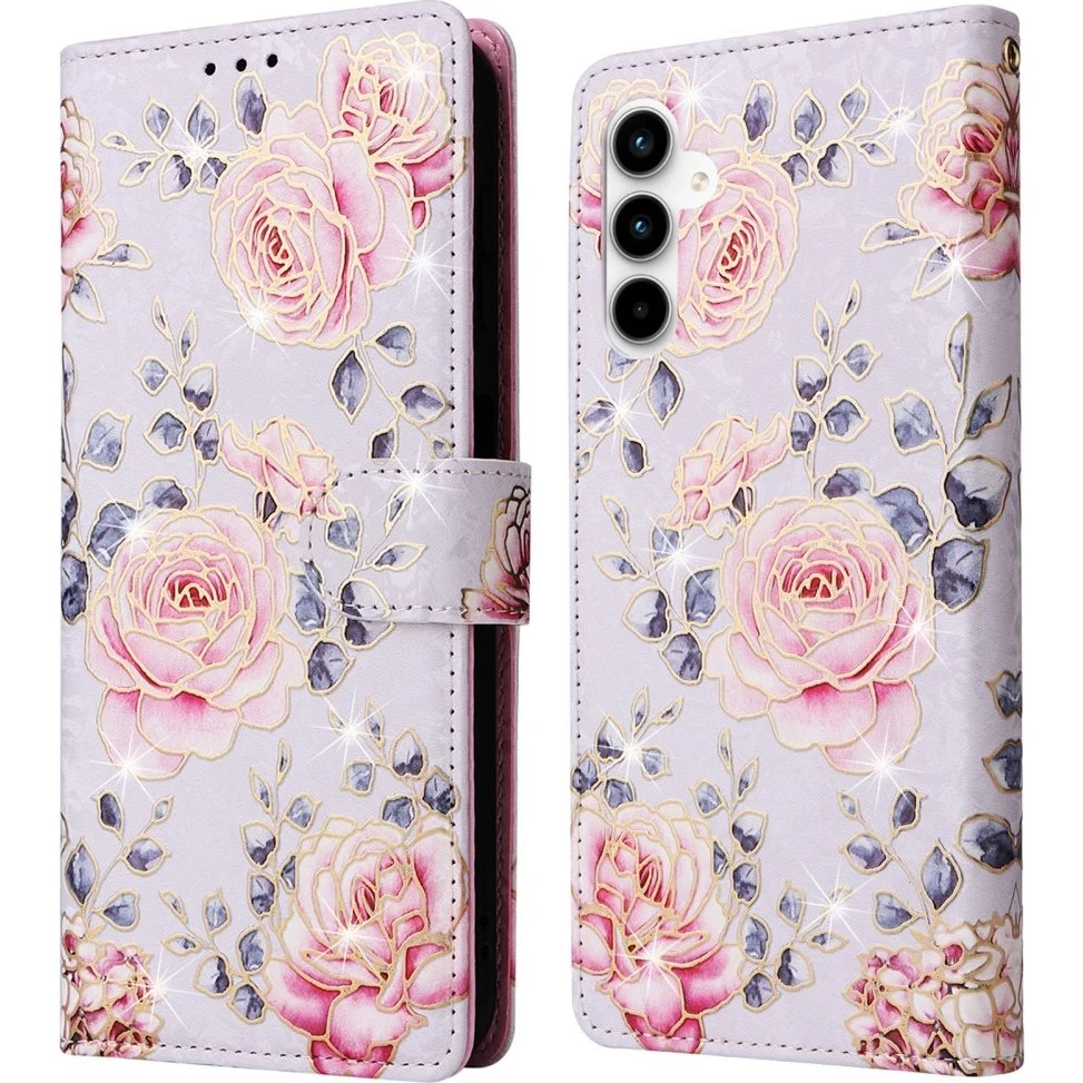 Samsung Galaxy A35 5G Læderetui med RFID-beskyttelse - Rose Flower