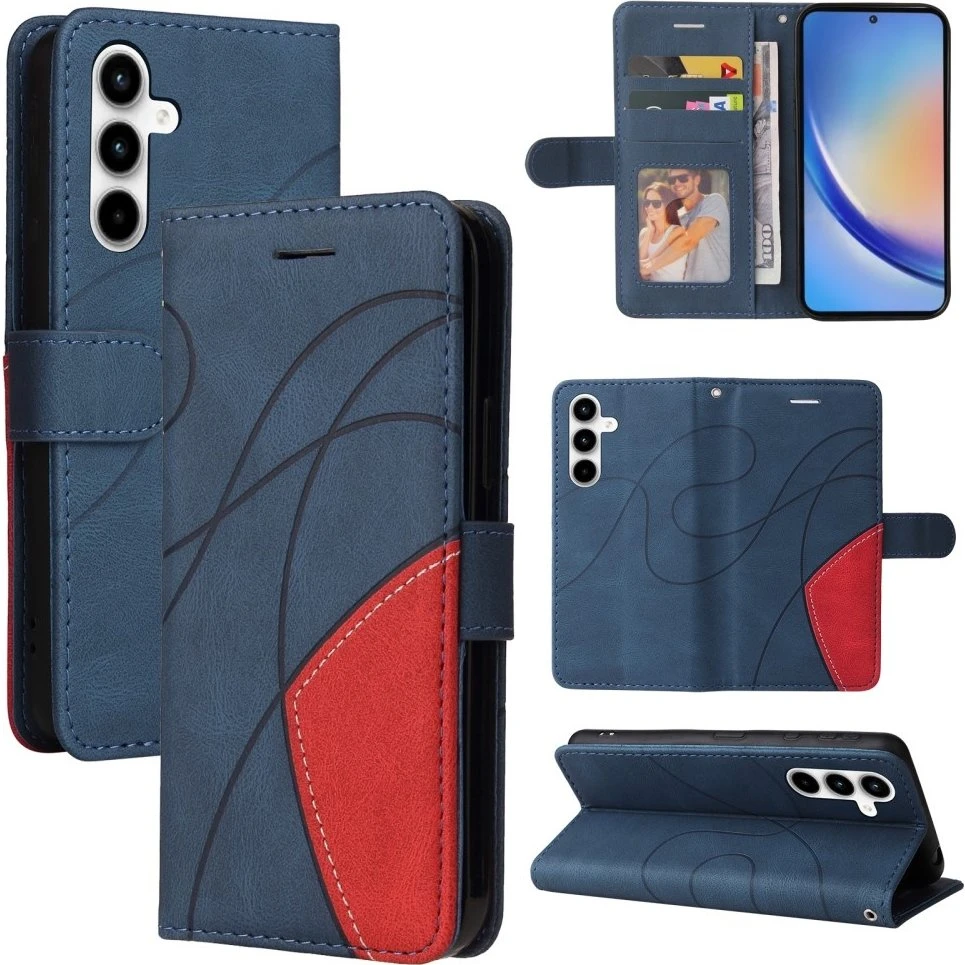 Samsung Galaxy A35 Cover: Stilfuld Dobbeltfarvet PU-læder Etui