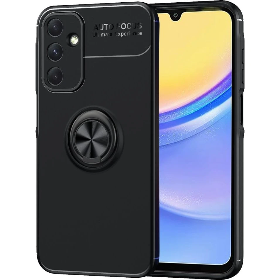 Samsung Galaxy A15 TPU-etui med fingerring og kickstand - Sort