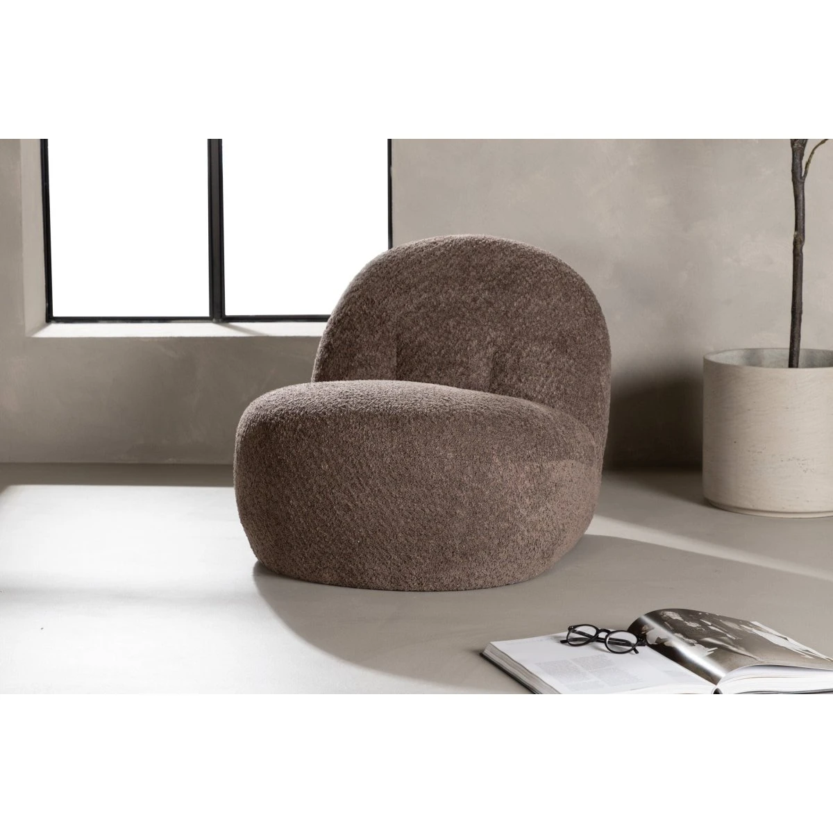 Venture Home Omaha loungestol - Mørkegrå Bouclé - 65x84x61 cm