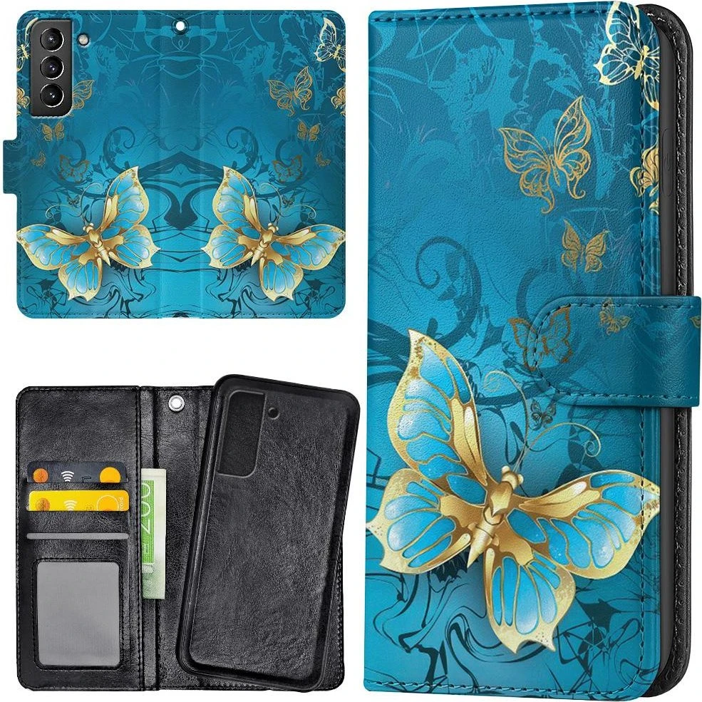 Samsung Galaxy S22 Etui med kortholder - Sommerfugle