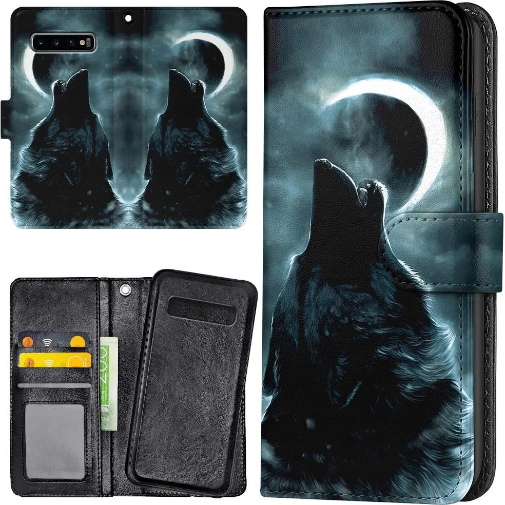 Samsung Galaxy S10 Plus Wolf Pungetui - Mobilcover med kortholder