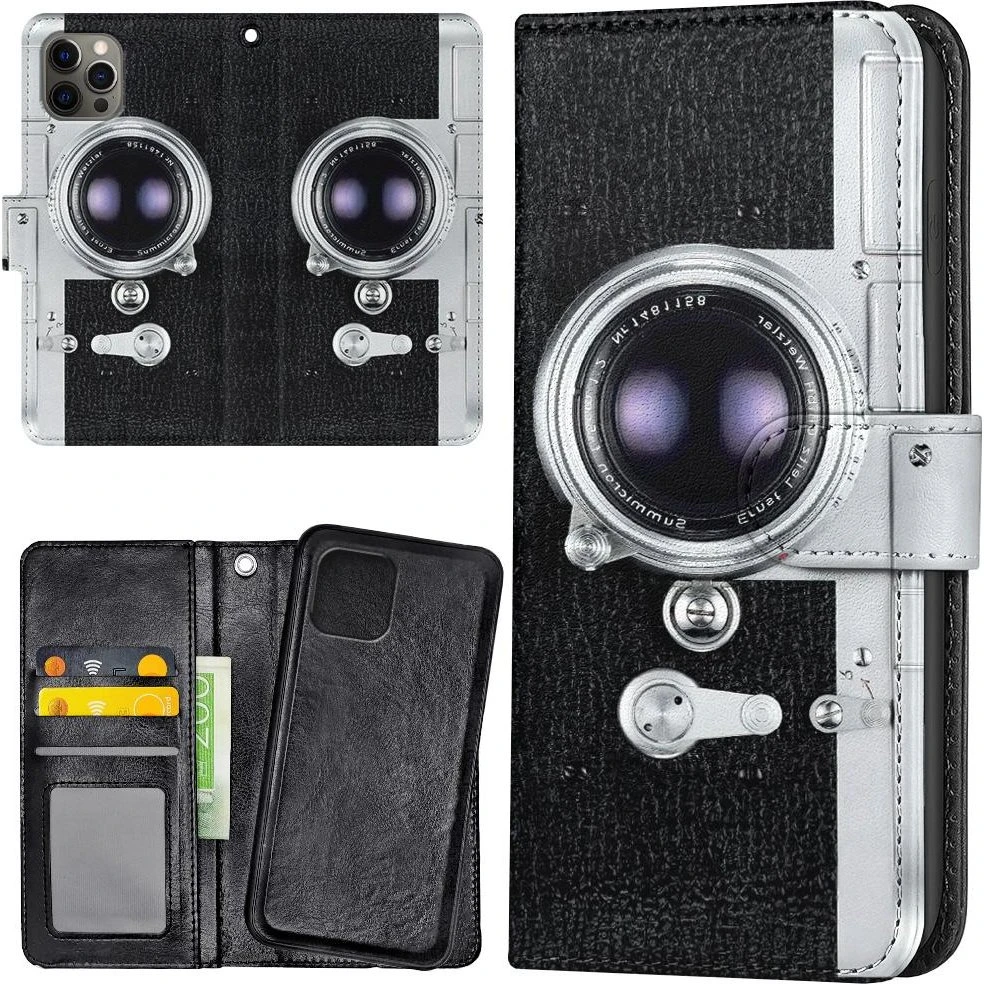 iPhone 11 Pro Retro Kamera Pungetui med Kortholder