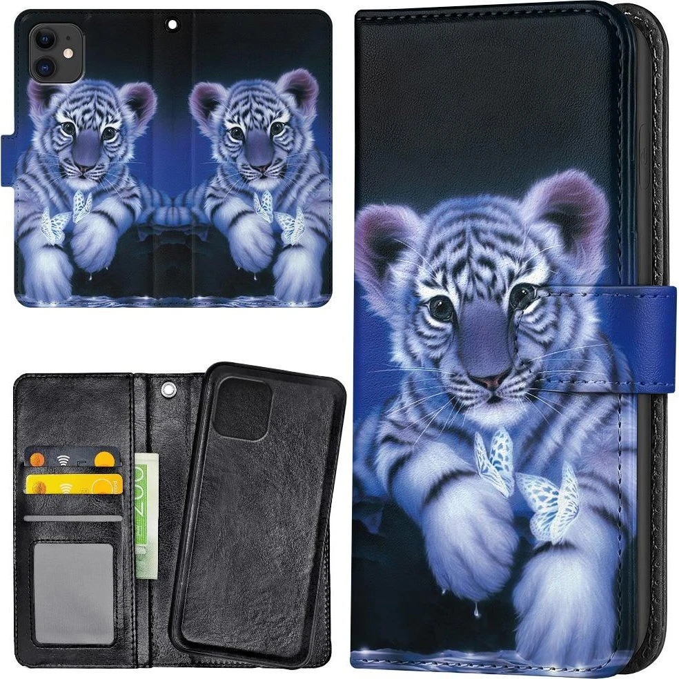 iPhone 11 Mobilcover med pungetui - Tigerunge