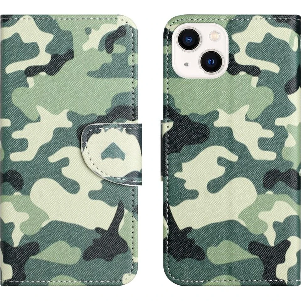 iPhone 15 Plus Wallet Stand Case - Camouflage
