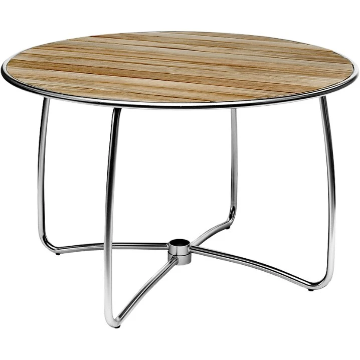 Hillerstorp Spring rundt havebord Ø120 teak & ståltråd