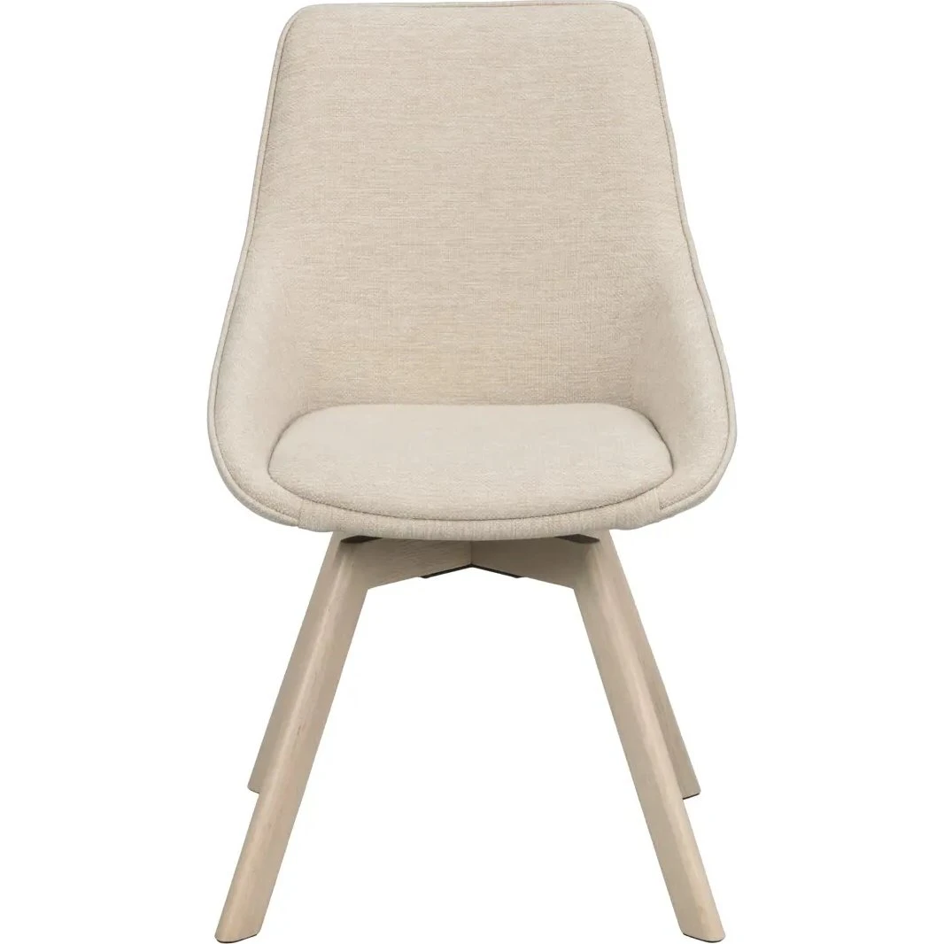 Rowico Home Alison Stol 2-pak - Beige stof & hvidpigmenteret eg