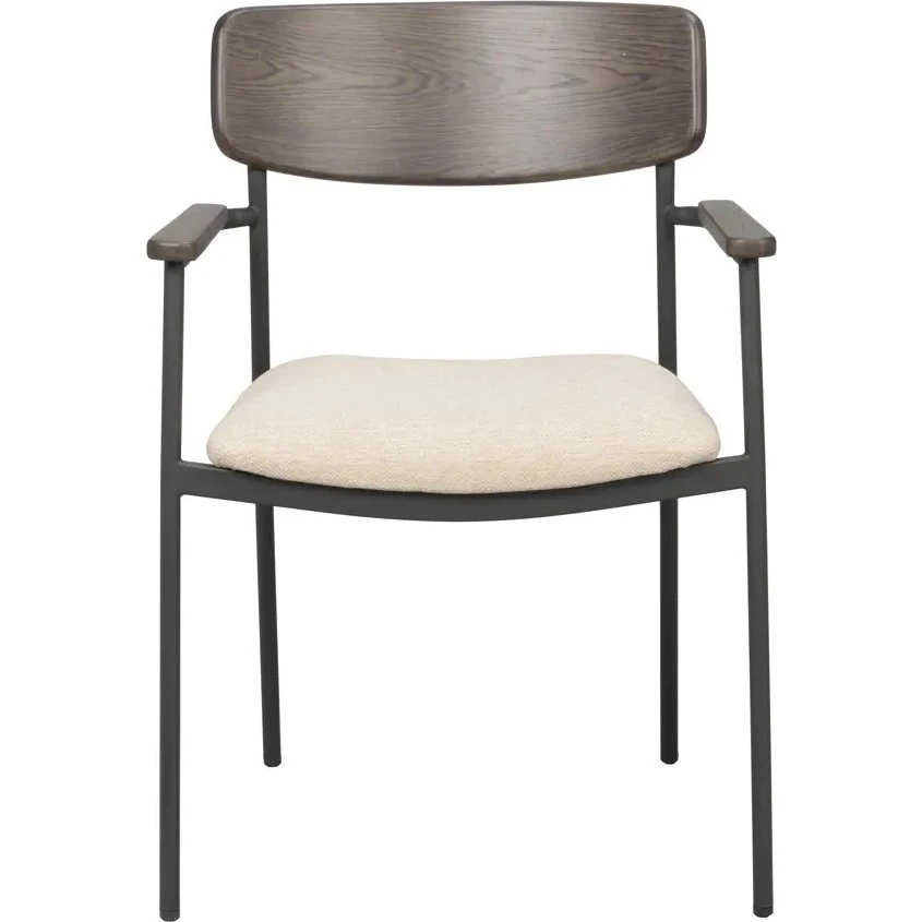 Rowico Maymont stol med armlæn, 2-pak - Brun eg & lys beige