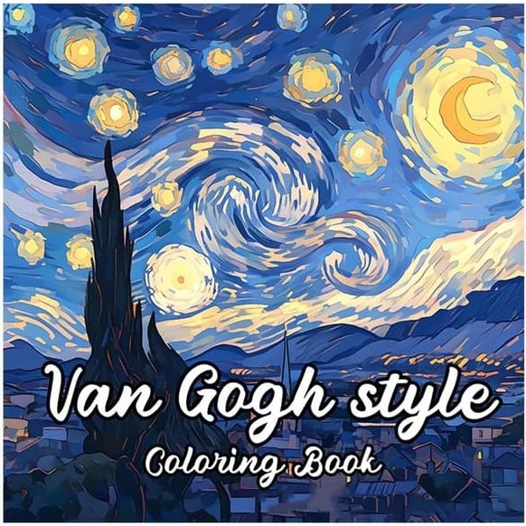 Malebog for voksne 24 sider 20x20 cm – Van Gogh stil