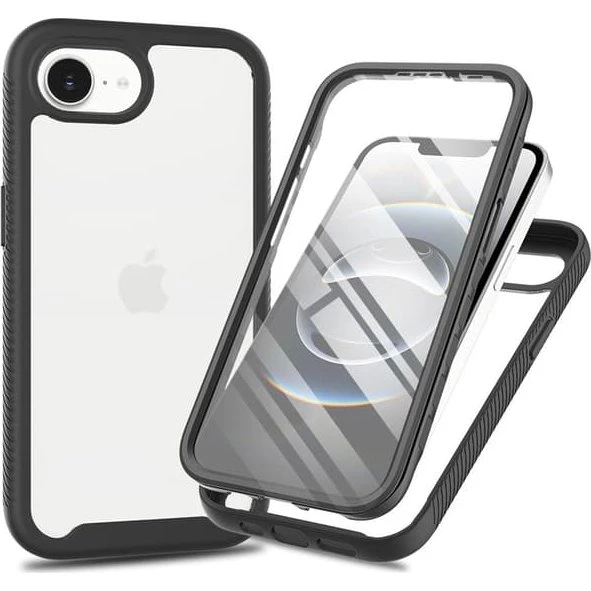 SKALO Shockproof Clear Hybrid Cover til iPhone 17e - Sort