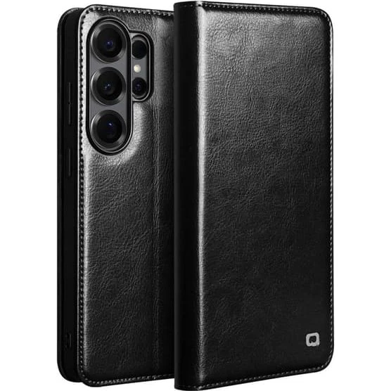 SKALO QIALINO Ægte Læder Flip Cover til Samsung Galaxy S26 Ultra - Sort