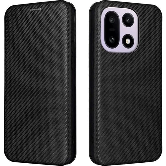 SKALO OnePlus 15 Carbon Fiber Flip Cover - Sort