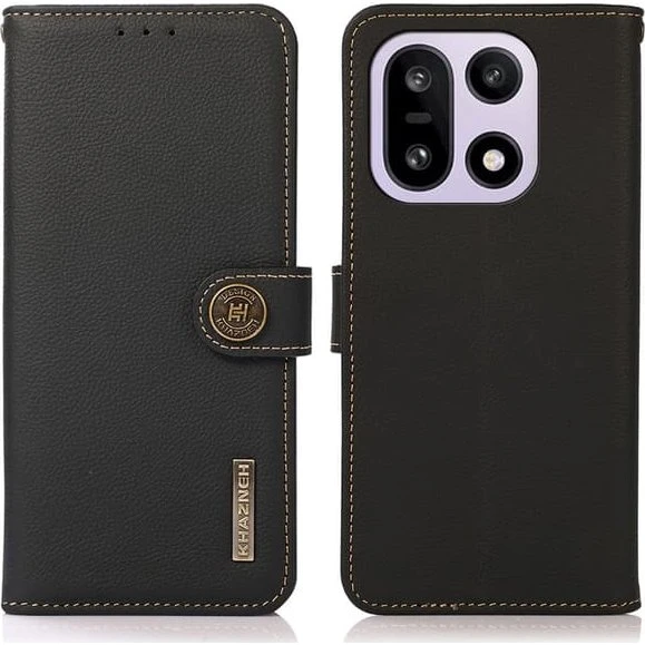 SKALO OnePlus 15 KHAZNEH Ægte Læder Premium Flip Cover - Sort