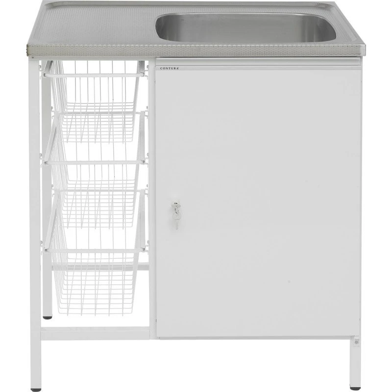 Contura CAB 8 H stålbord 80x60 cm, rustfrit stål/hvid