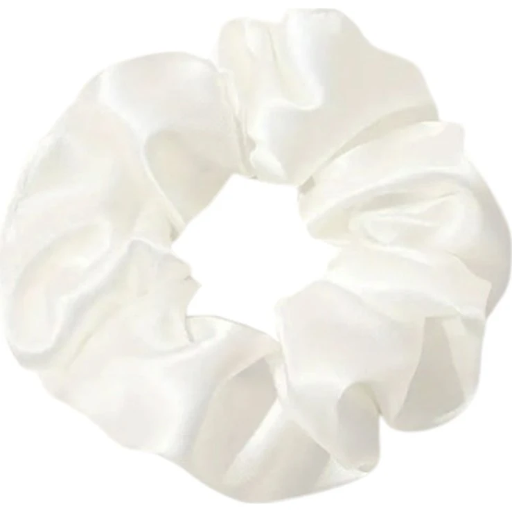 Hvid Satin Scrunchie - 9 cm Hårbånd