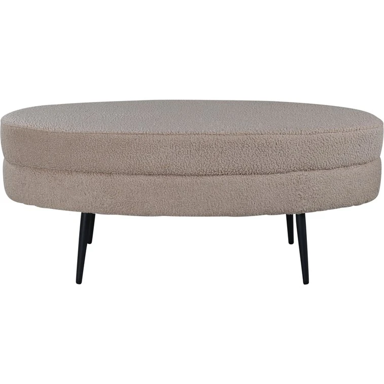 Venture Design Otto puf, oval - beige bamsestof & sort stål (100x40)