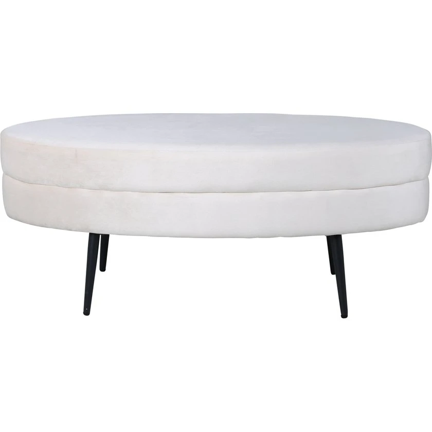 Venture Design Otto puf, oval - beige fløjl og sort stål (100x40)