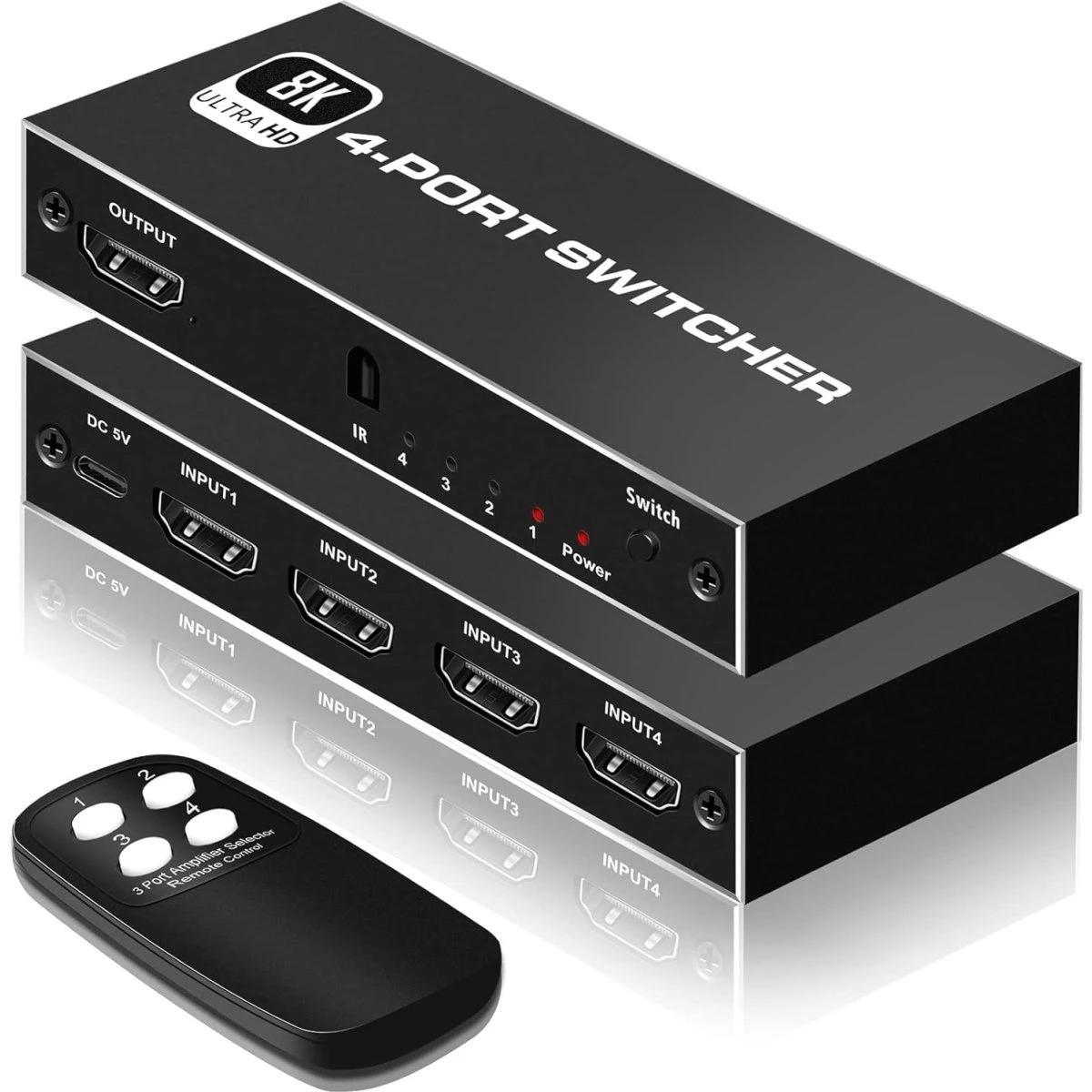 NÖRDIC HDMI 2.1 Switch 4-til-1 8K60Hz 4K144Hz 48Gbps