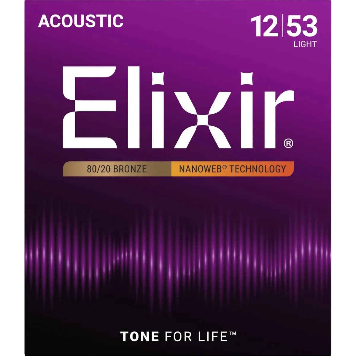 Elixir 11052 Nanoweb 80/20 Bronze Akustiske Strenge - Light (12-53)