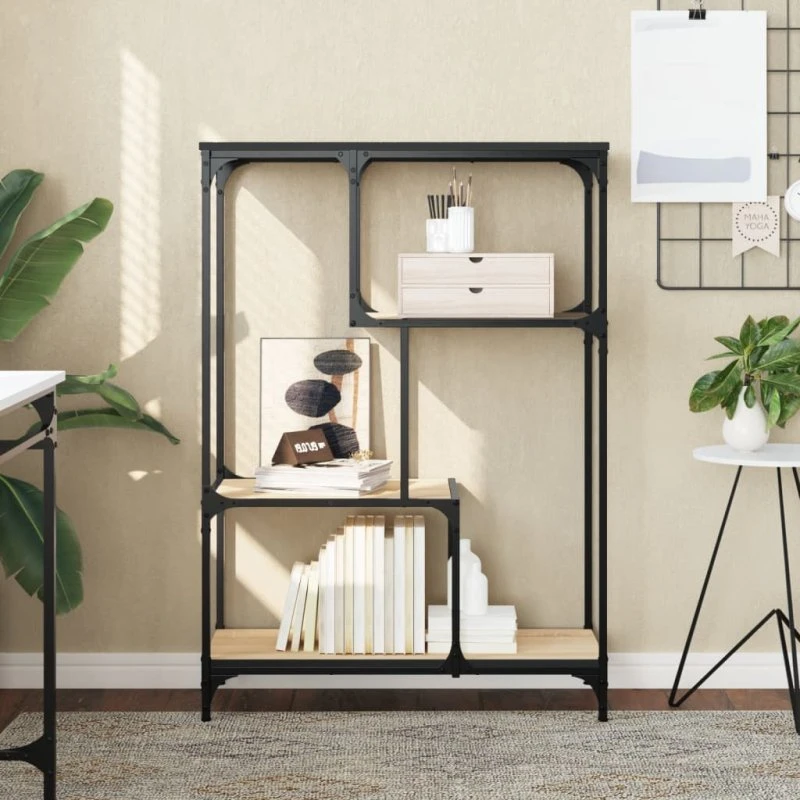 Bogreol Sonoma-eg 81x36x115 cm – Træ og jern