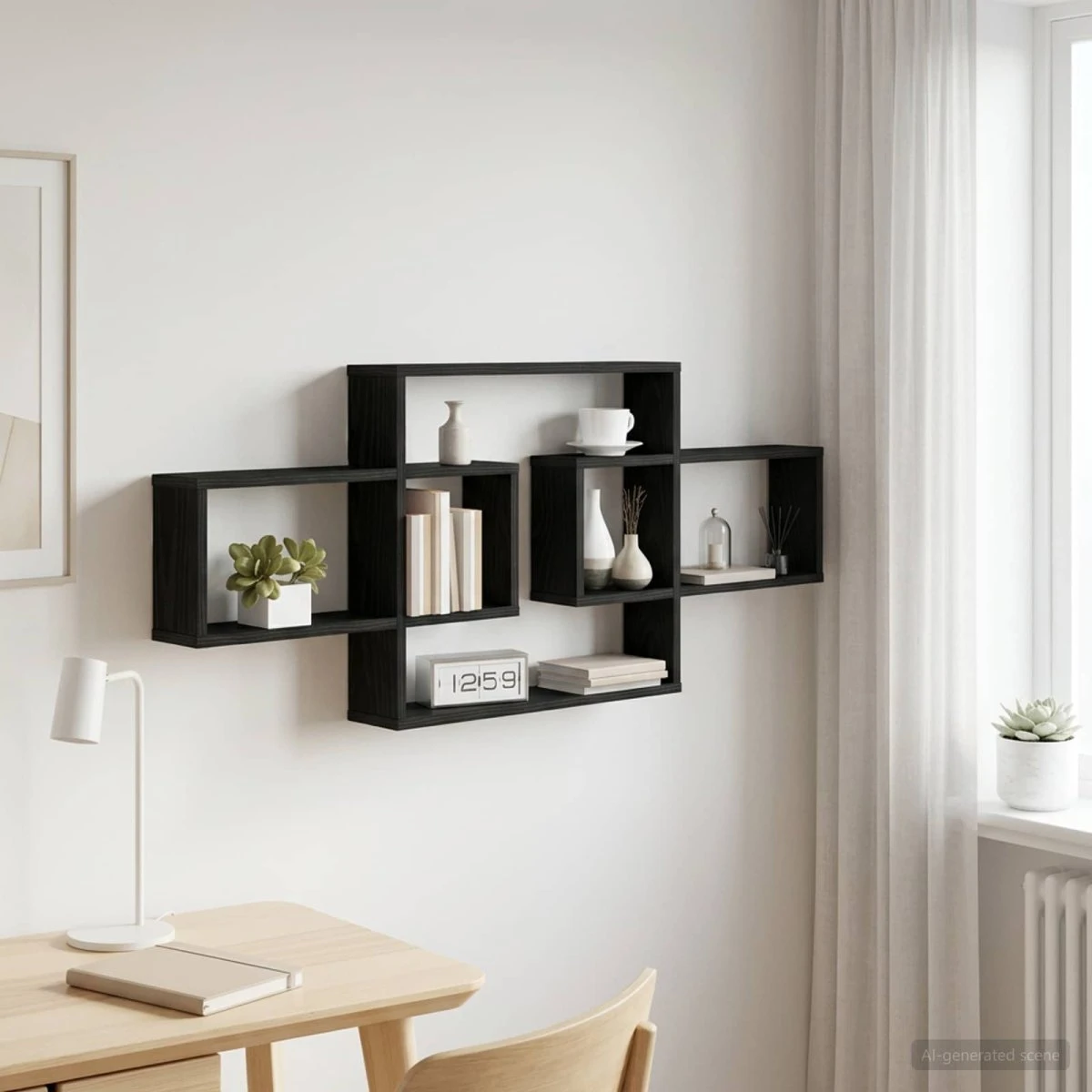 vidaXL Væghylde Sort Eg 130 x 50 cm