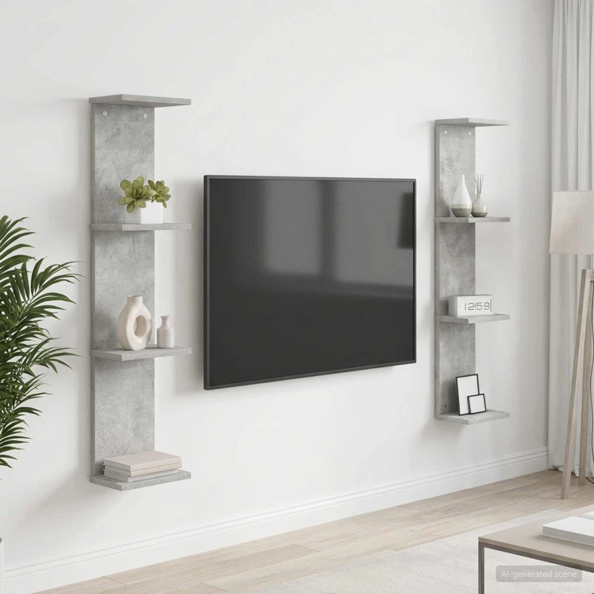 vidaXL Væghylde 2 stk. Betongrå 22 x 15 x 100 cm