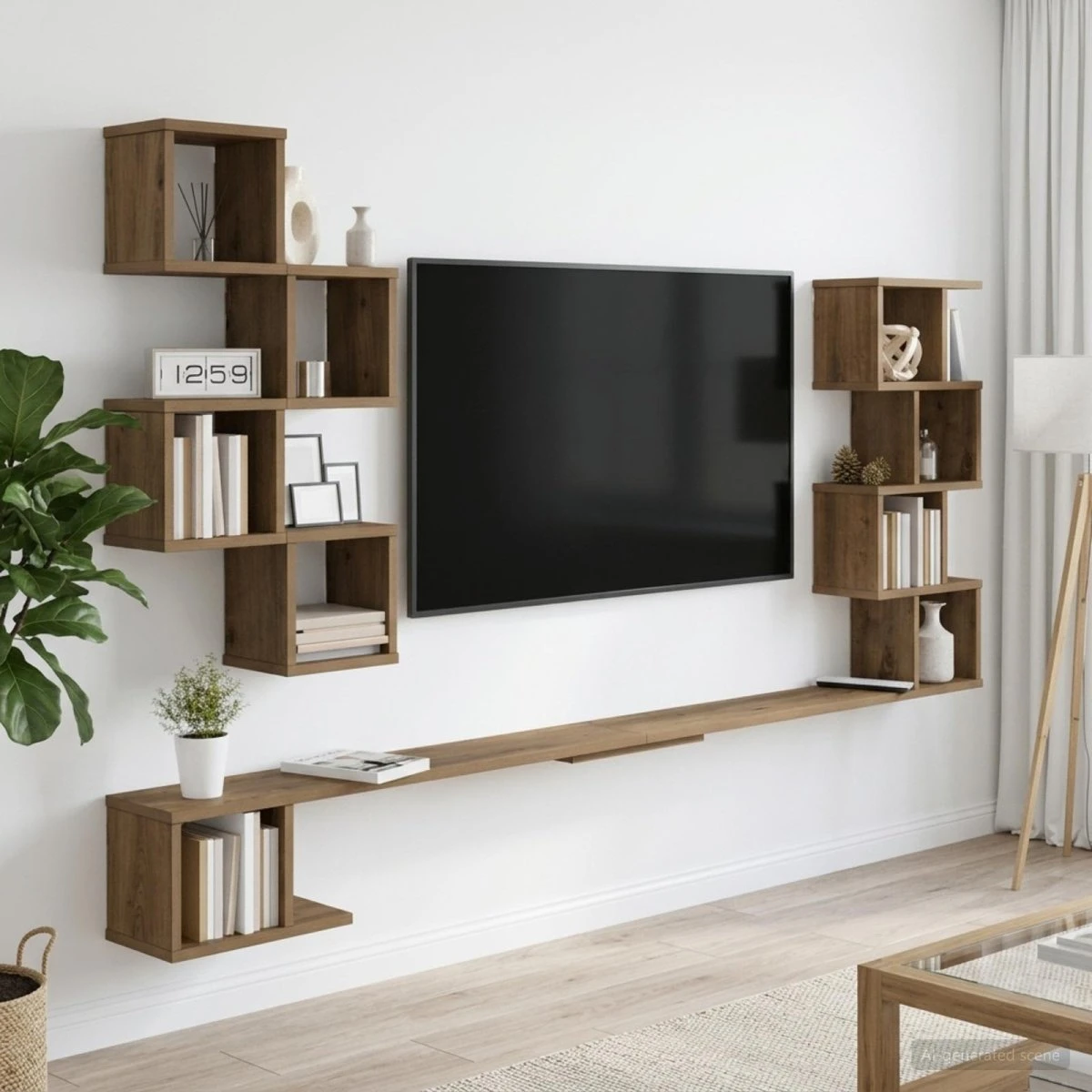 vidaXL Væghængt TV-hylde Artisan-eg 180 x 15 x 94 cm