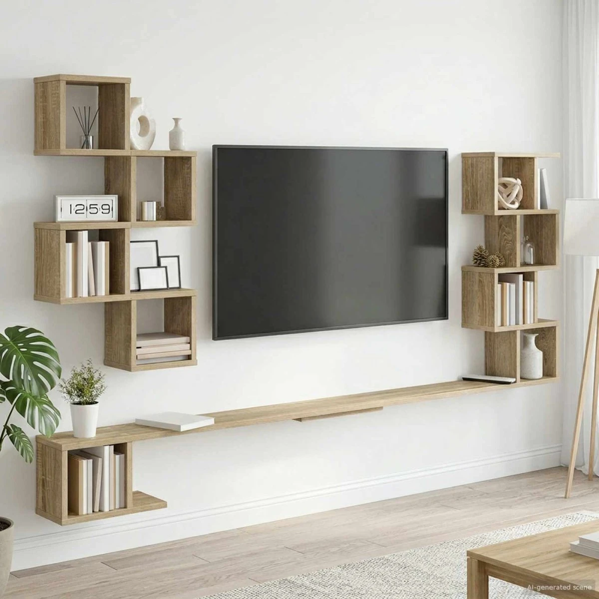 vidaXL Væghængt TV-hylde Sonoma-eg, 180 x 15 x 94 cm