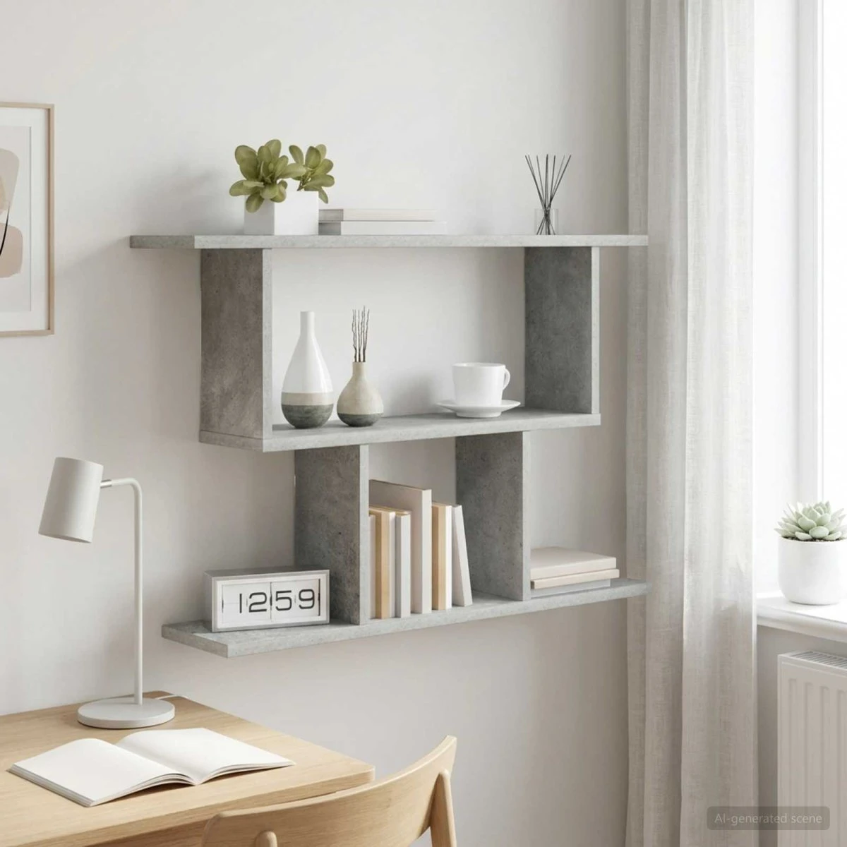 vidaXL Væghylde Betongrå 80 x 15 x 50,5 cm i Konstrueret Træ