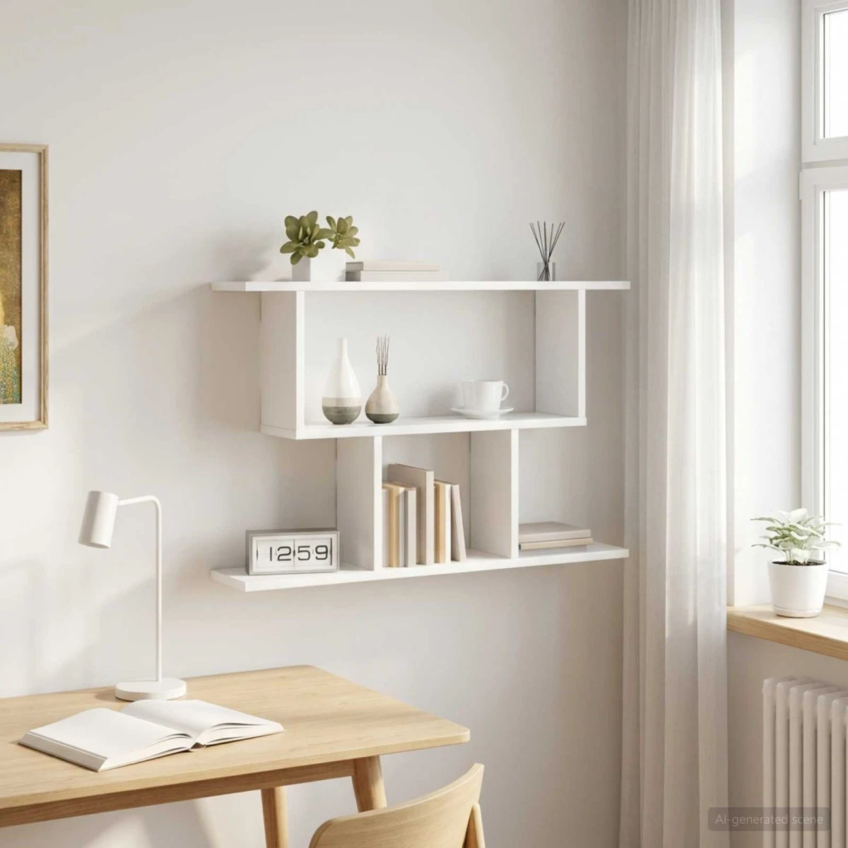 vidaXL Væghylde Hvid 80 x 15 x 50,5 cm i konstrueret træ