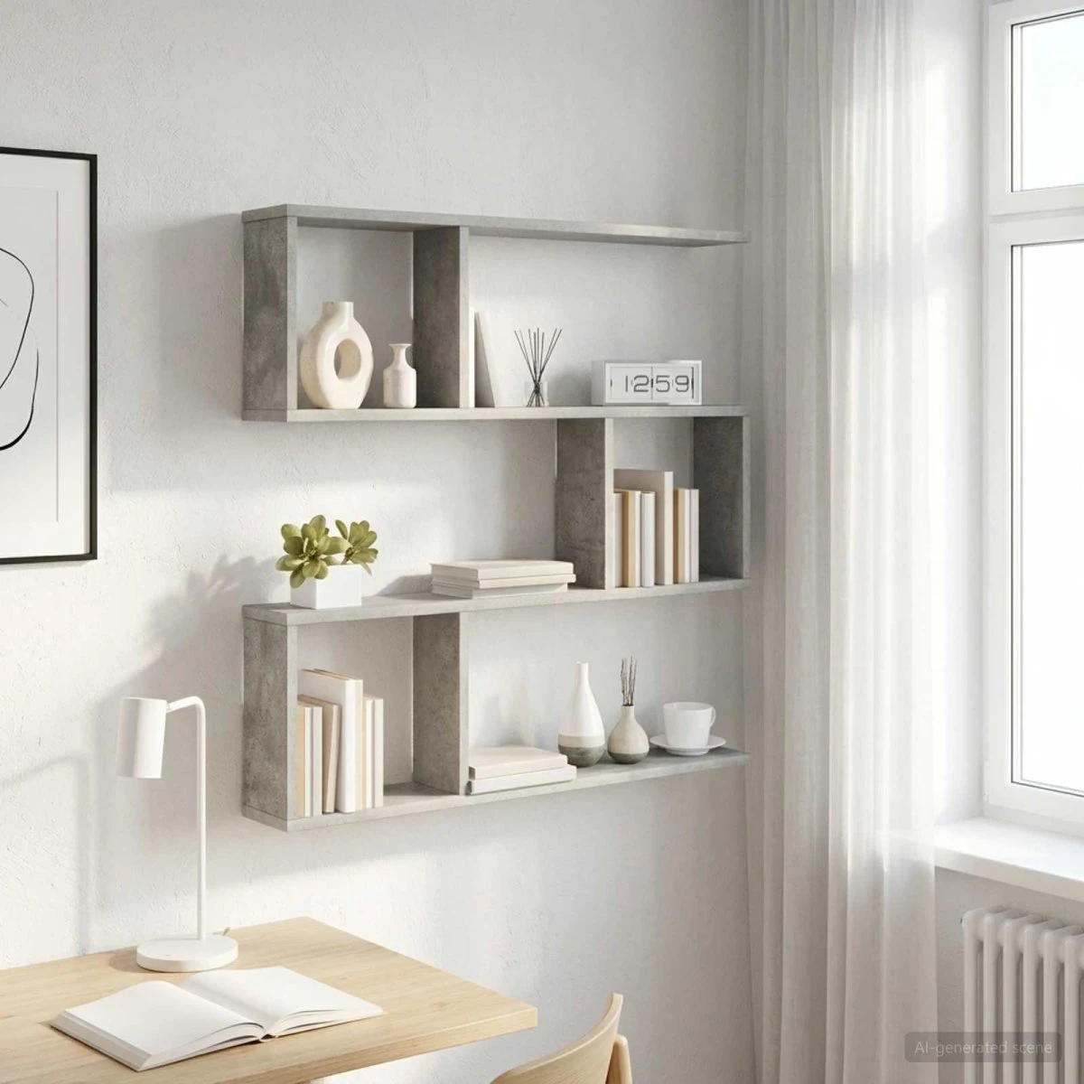 vidaXL Væghylde Betongrå 80 x 12 x 79,5 cm i konstrueret træ