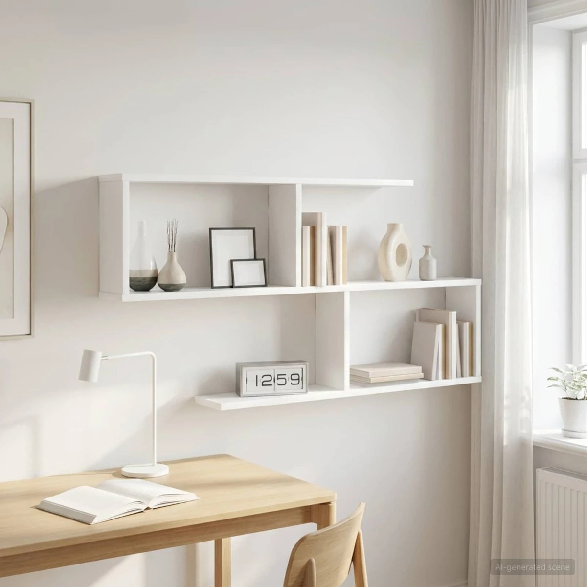 vidaXL Væghylde Hvid 100 x 12 x 50,5 cm - Konstrueret træ