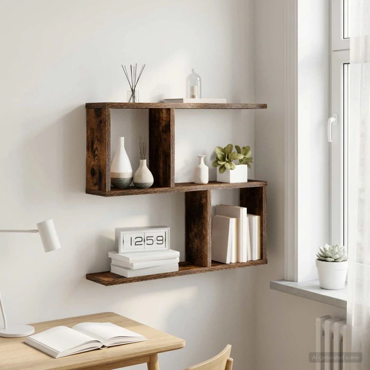 vidaXL Væghylde Røget Eg 60 x 12 x 50,5 cm