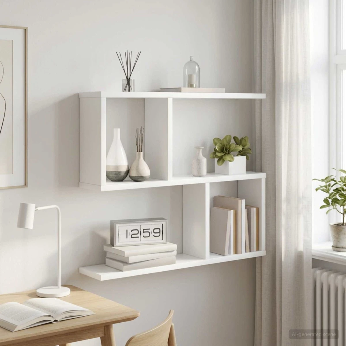 vidaXL Væghylde Hvid 60 x 12 x 50,5 cm i konstrueret træ